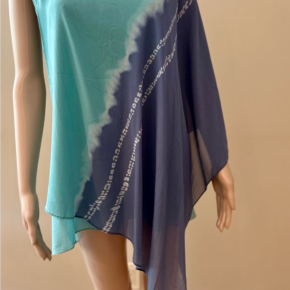 Donna Karan Teal Asymmetrical Blouse
